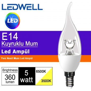 5 watt E14 Mum Led Ampül Günışığı Kuyruklu